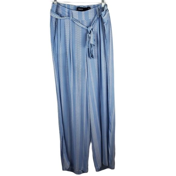 Torrid 0 Tie Front Wide Leg Challis Pants Stripe Loose Fit Womens NWT Gauze Boho - Picture 3 of 7